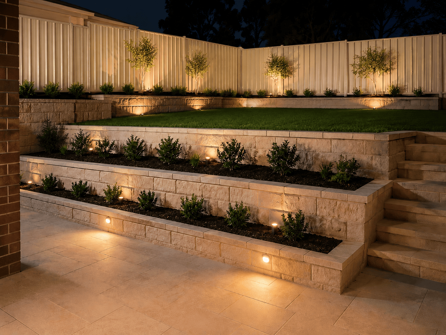 new build back yard with sleepers