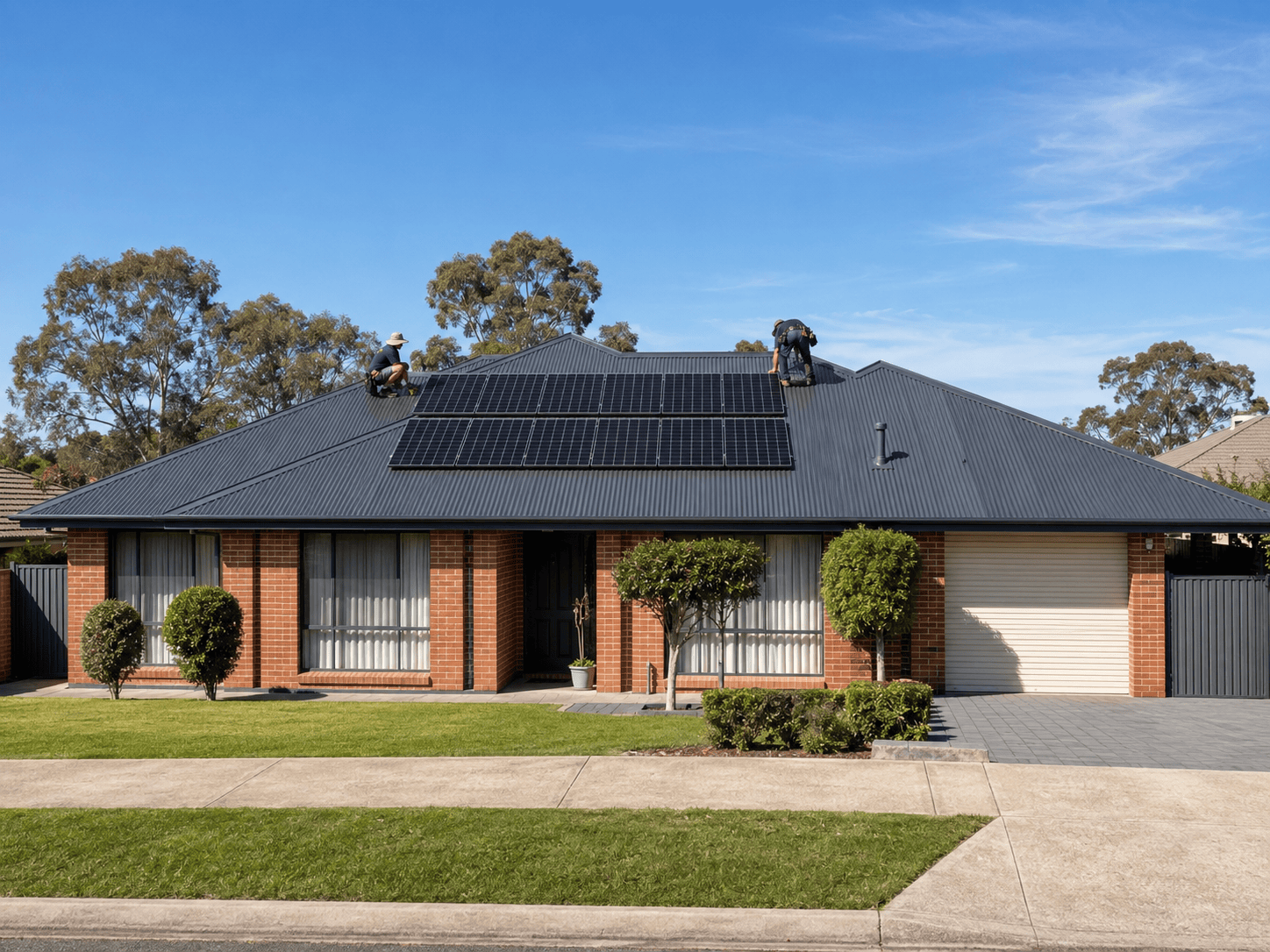 New metal roof with replaced solar panels